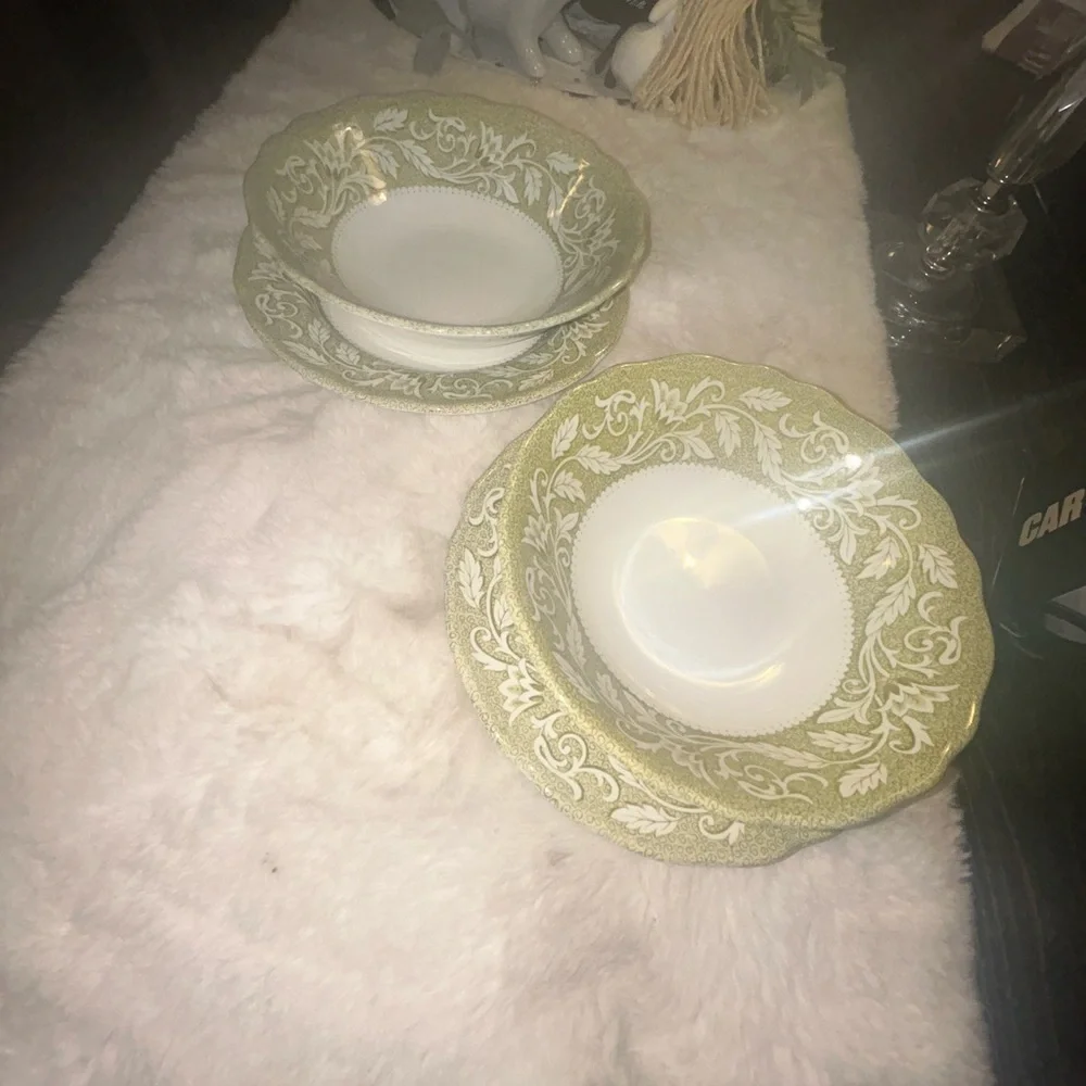 50%offw❤️ 4 pc J & G Meakin Renaissance Green Sterling Ironstone 6.5